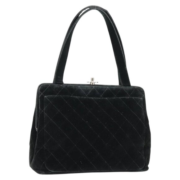 CHANEL Matelasse Hand Bag Suede Black Silver CC Auth - Picture 2 of 15